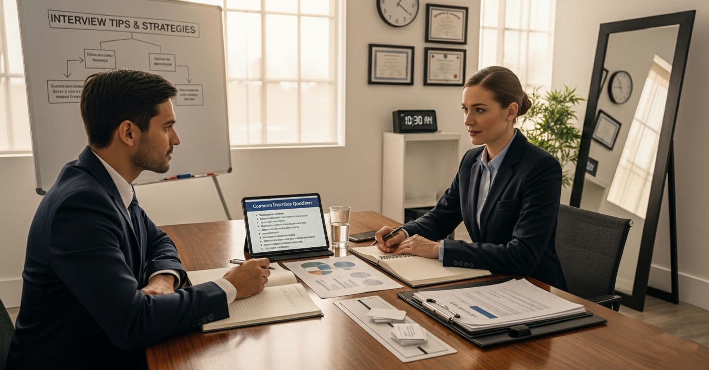 Interview preparation illustration showing professional meeting